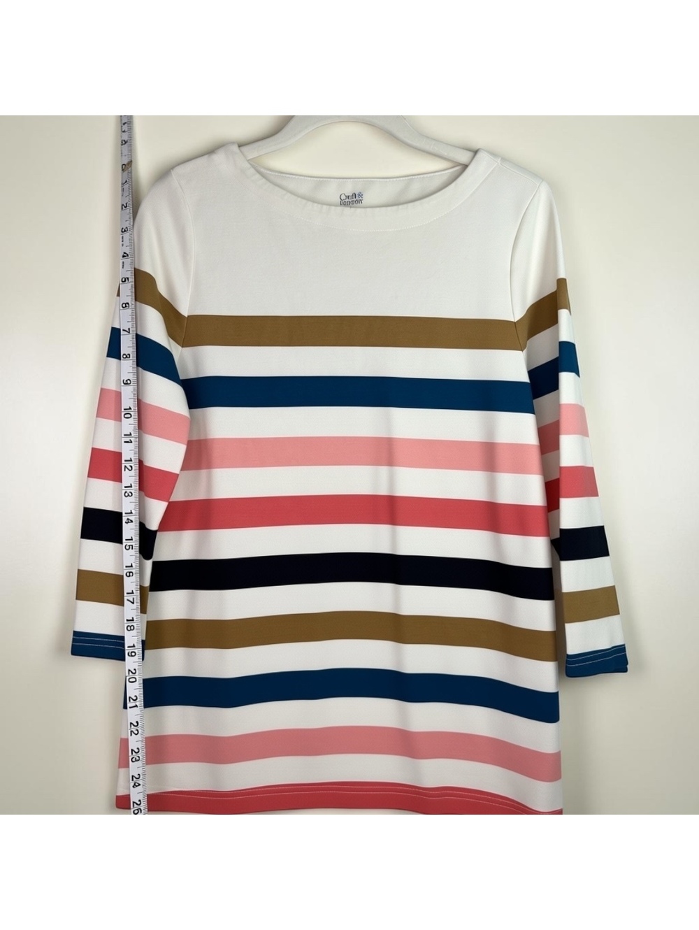 Croft & Barrow The Classic Boatneck Long Sleeve Cotton Top, Size Large